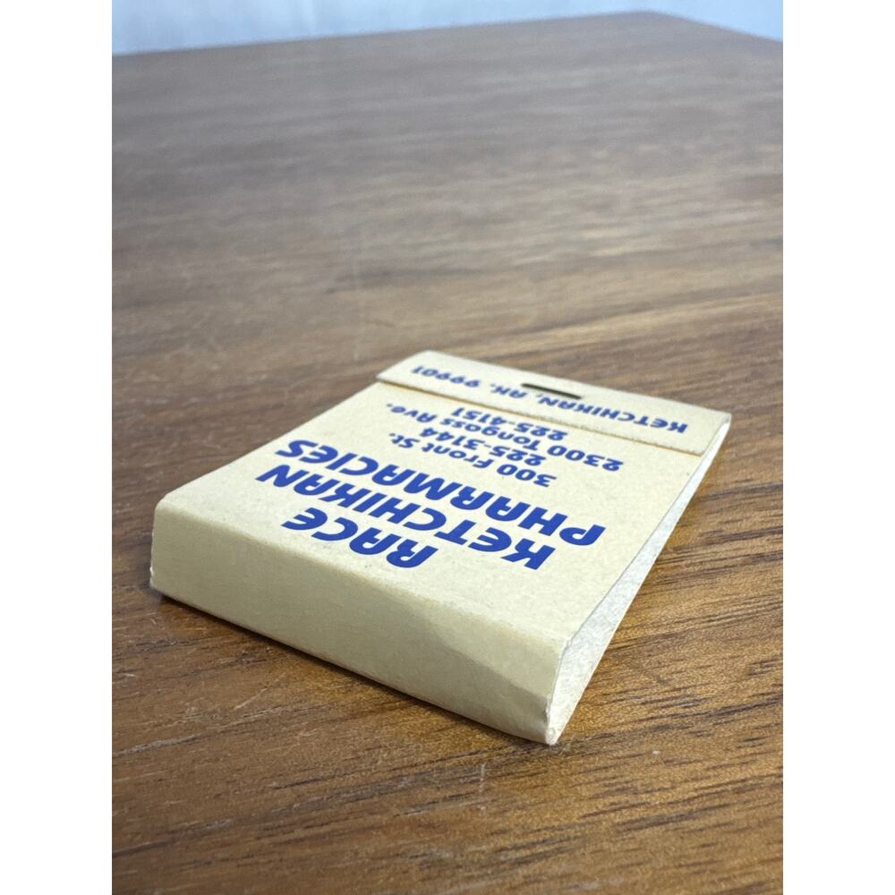 Alaska Ketchikan Race Pharmacies Matchbook Unstruck Full 80s AK Ephemera Vintage - Picture 4 of 5